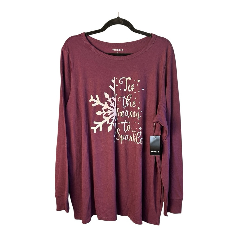 Torrid Purple Long Sleeve Tee with Festive Design - Picture 8 of 8